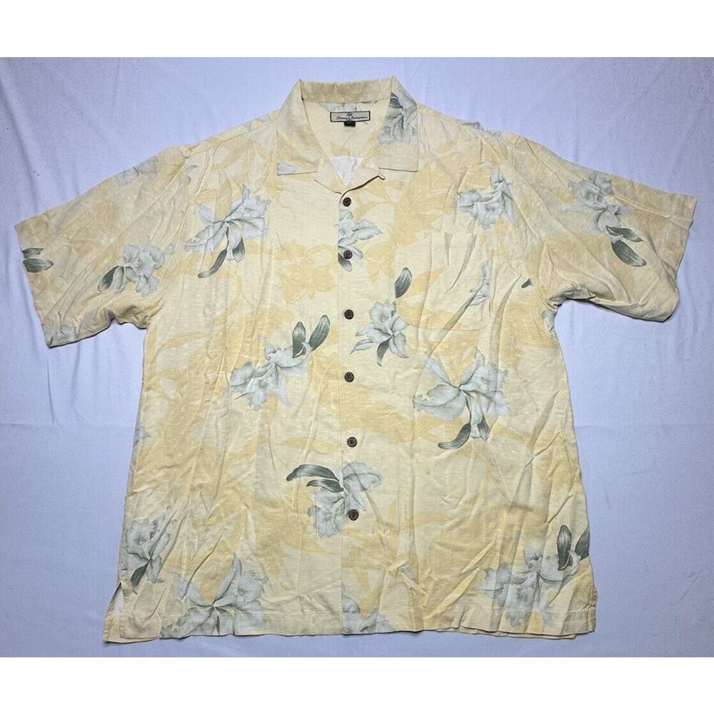 Tommy Bahama Men's Short Sleeve Yellow Floral Print Button Up‎ Shirt - Size XL*